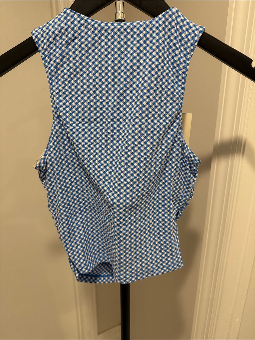 Halara Softlyzero Airy Blue Gingham Sleeveless Tank Top Built In Bra Size XS NWT - Picture 5 of 7